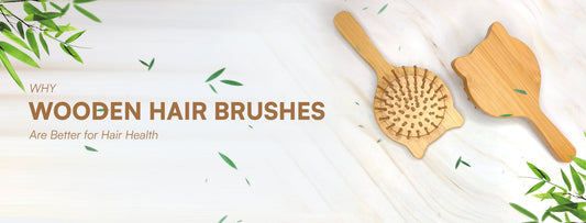 Wooden hair brush for healthy hair with natural wooden bristles reducing frizz and breakage