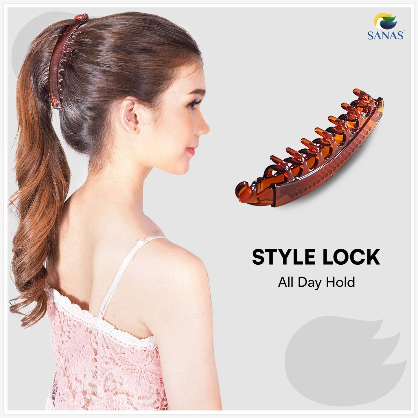 SANAS Premium Banana Clip for Women – Strong Hold Banana Hair Clip for Thick, Thin & Curly Hair, Fancy Fishtail & Korean Style Banana Clutcher (Pick Any 4)