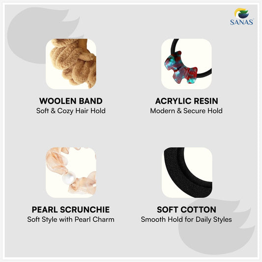 Stylish Women's Scrunchies and Rubber Band for Hair Accessories Set