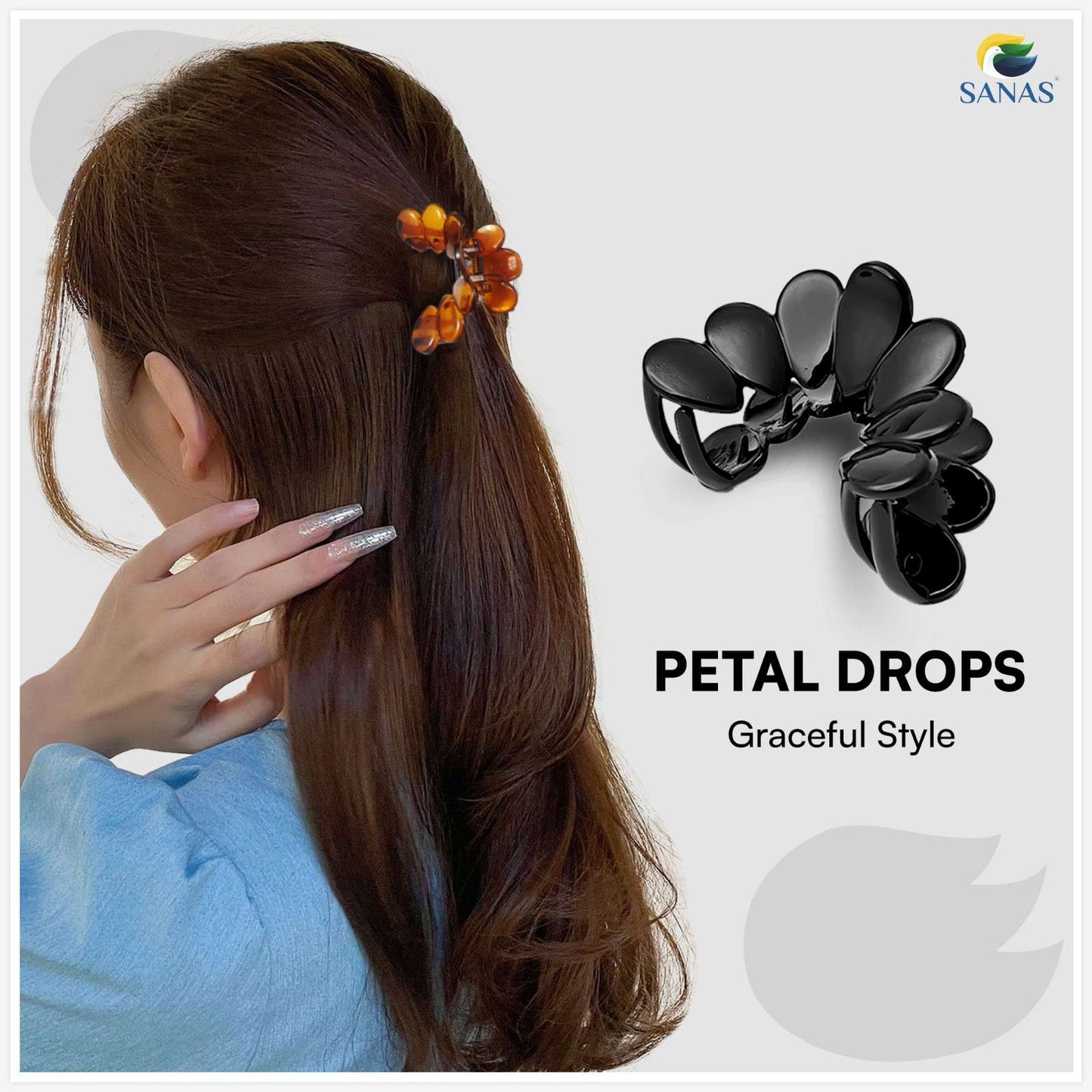 SANAS (4 Pcs) Korean Acrylic Stylish Medium Hair Clips Strong Grip Hair Accessories for Women (4 Pcs)