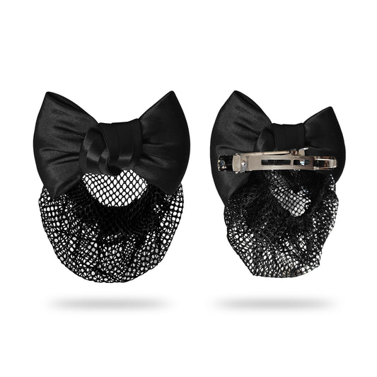Sanas Plain Barrette Bow Net (Jet Black) 1 Pc