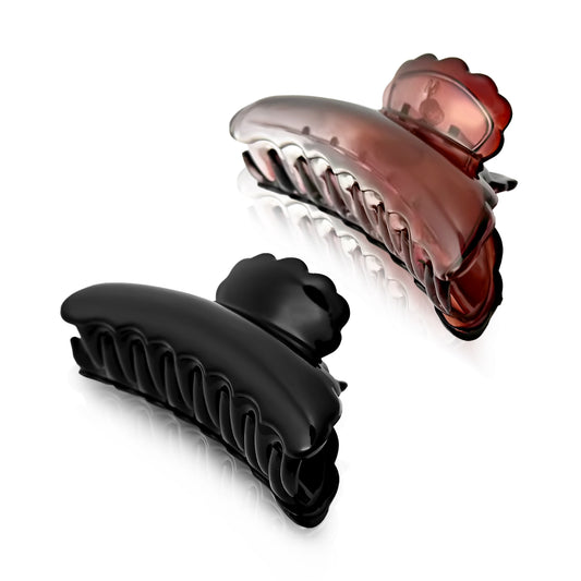 SANAS (2 Pcs) Hair Claw Clips Stylish Aesthetic Clutchers Hair Accessories for Women and Girls Versatile Black and Dual Tone (2 Pcs)