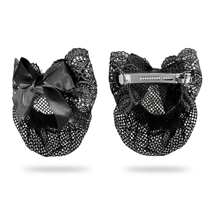 Sanas  Ribbon Barrette Bow Net (Black Net) 1 Pc