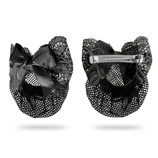Sanas  Ribbon Barrette Bow Net (Black Net) 1 Pc