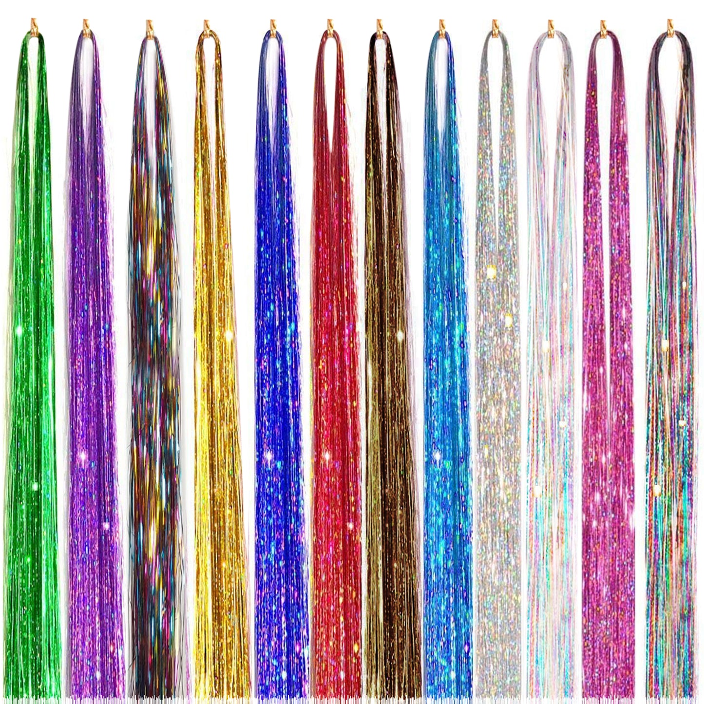 Sanas Glitter Hair Extensions Tinsel - 12Pcs