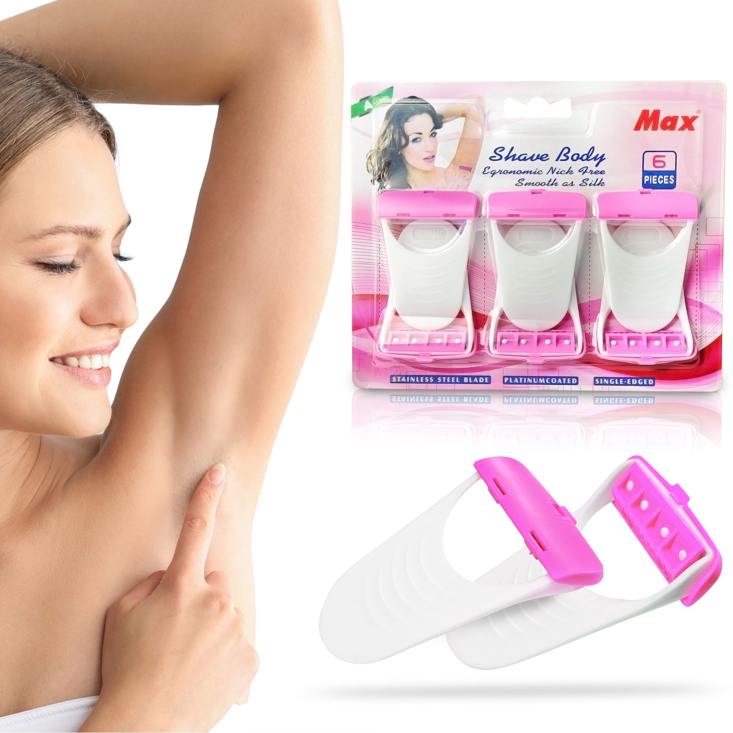 Sanas Women's Disposable Plastic Hair Razor & Bikini Shaving Razor For Women- Pack Of 1 (6 Pcs)B08CC7NPJ5