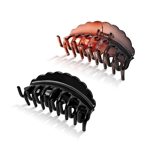 SANAS (2 Pcs) Hair Claw Clips Stylish Aesthetic Fashion Hair Accessories for Women and Girls Elegant Black and Dual Tone (2 Pcs)