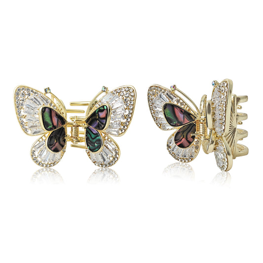 Butterfly crystal hair clutcher for women golden rhinestone clip