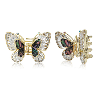Butterfly crystal hair clutcher for women golden rhinestone clip
