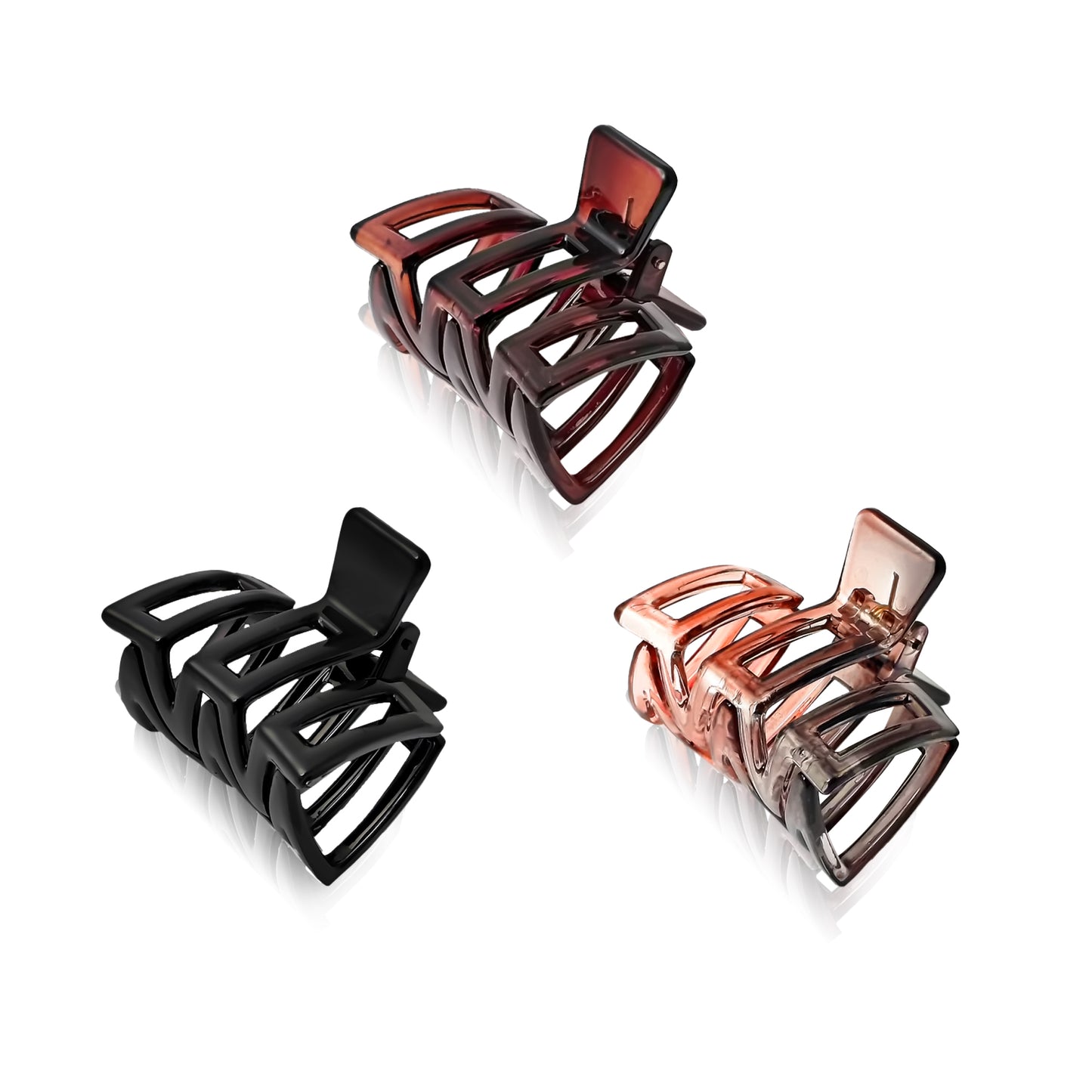 SANAS (3 Pcs) Plastic Hair Claw Clips Stylish Aesthetic Clutchers Hair Accessories for Women and Girls Versatile 3 Shades (3 Pcs)