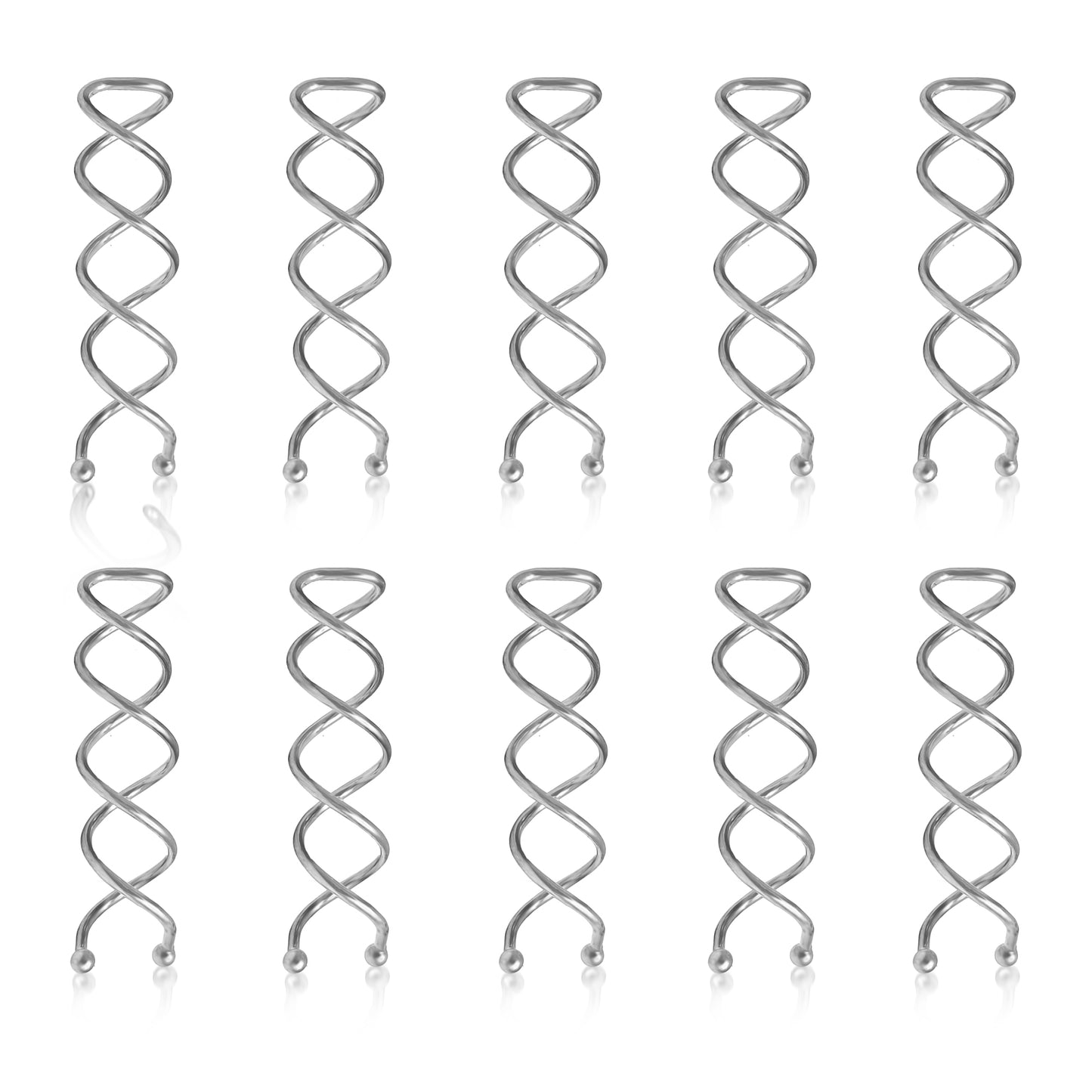 Sanas Spiral Silver Hair Clip 10 Pcs