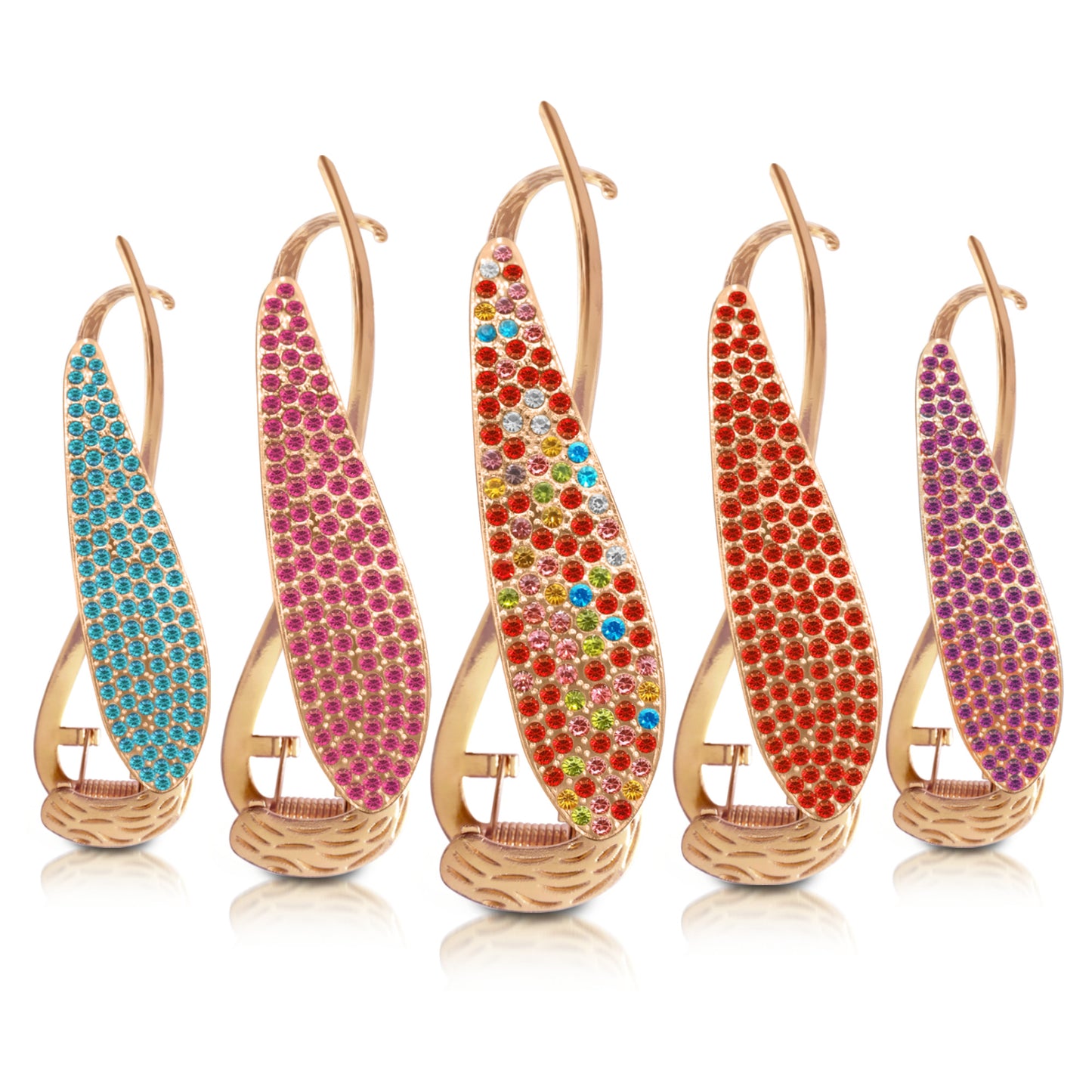 Sanas Multicolor Diamond Banana Clip - 6Pcs