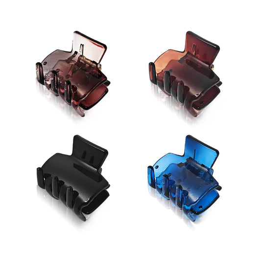 SANAS (4 Pcs) Plastic Hair Claw Clips Stylish Aesthetic Clutchers Hair Accessories for Women and Girls Versatile 4 Shades (4 Pcs)