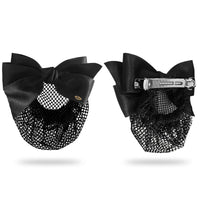 Sanas Hair Clip Juda Net For Women Black Bow- Golden Love Tag (1Pc)