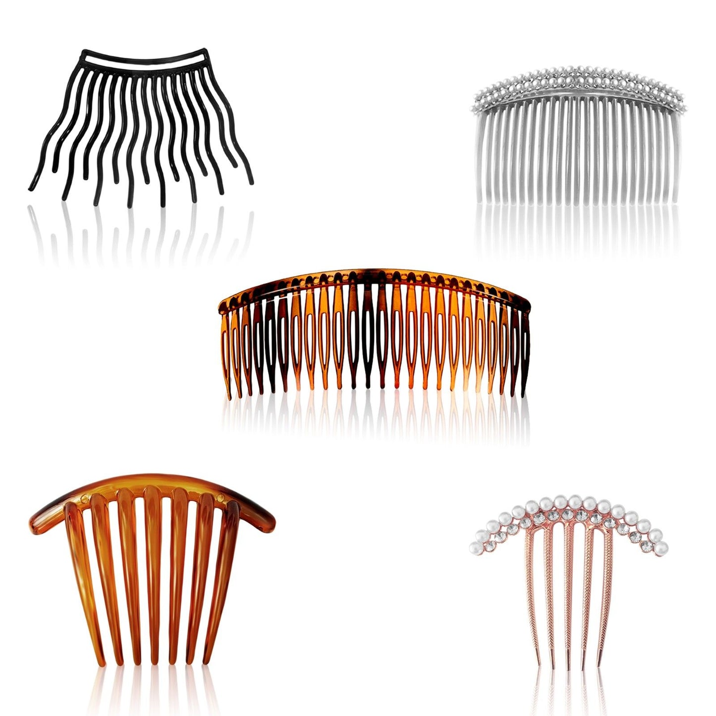 SANAS Hair Side Combs for Women | Side Comb Hair Clip Set | French Comb Clip & Bridal Hair Comb | Strong Hold Bun Comb Pin | Decorative Hair Comb Clip (Pick Any 2)