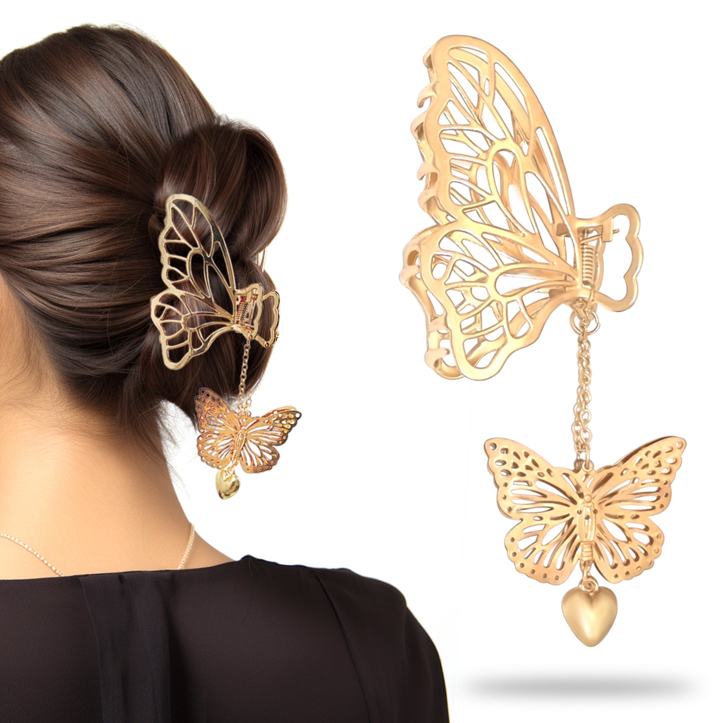 SANAS (2 Pcs) Metal Butterfly with Tassel Hair Accessories for Women and Girls (2 Pcs)