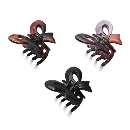 SANAS (3 Pcs) Bow Hair Clips Stylish Clutchers Aesthetic Claw Clips Hair Accessories for Women and Girls Black Brown and Dual Tone (3 Pcs)
