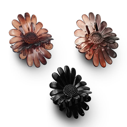 SANAS (3 Pcs) Flower Hair Clips Stylish Sunflower Claw Clips Hair Accessories for Women and Girls Multi Shade Variety (3 Pcs)