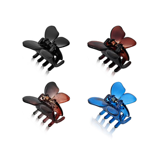 SANAS (4 Pcs) Butterfly Hair Claw Clips Stylish Aesthetic Small Clutchers Hair Accessories for Women and Girls Versatile 4 Shades (4 Pcs)