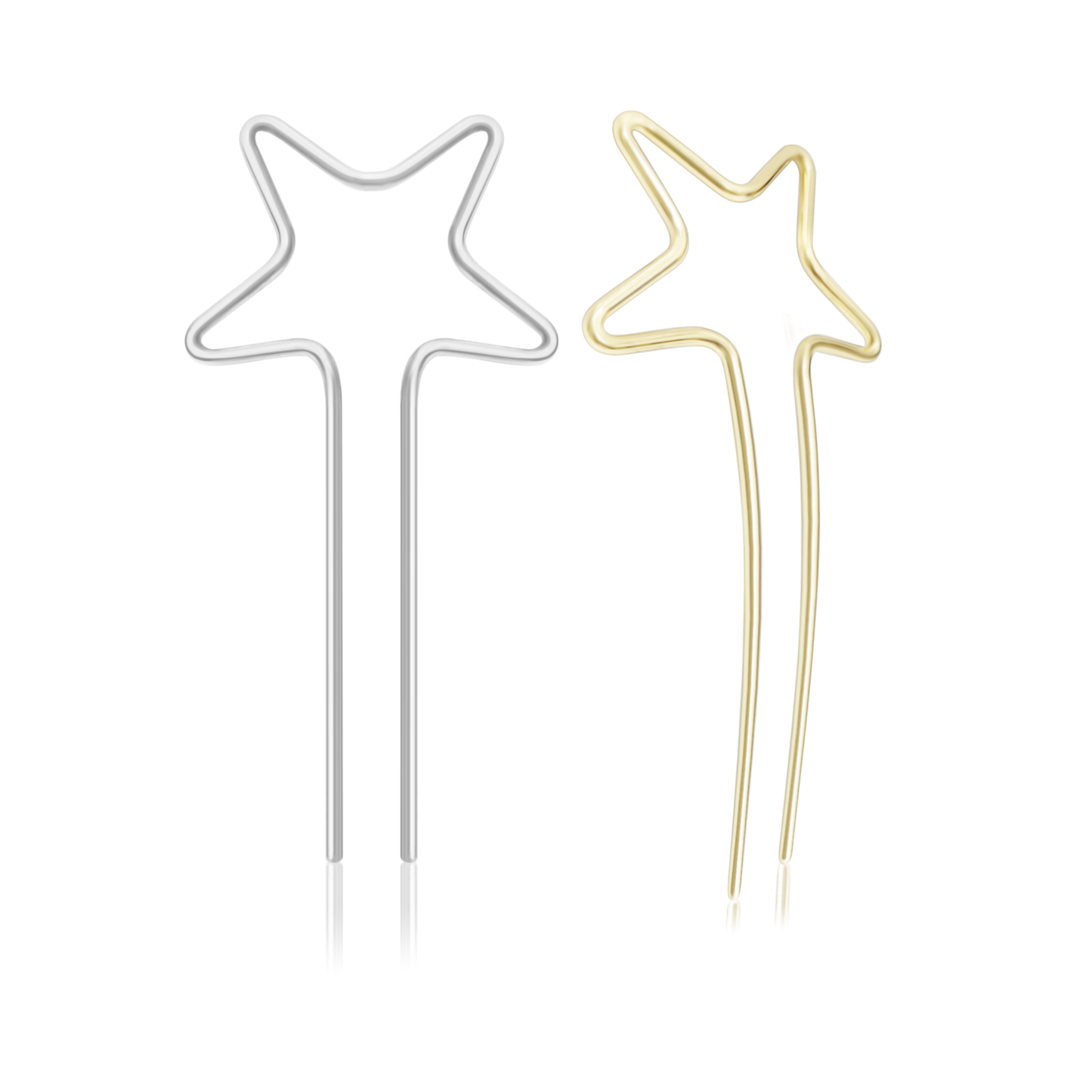 Sanas Star Metal Hair U Pin - 2Pcs (Golden & Silver)