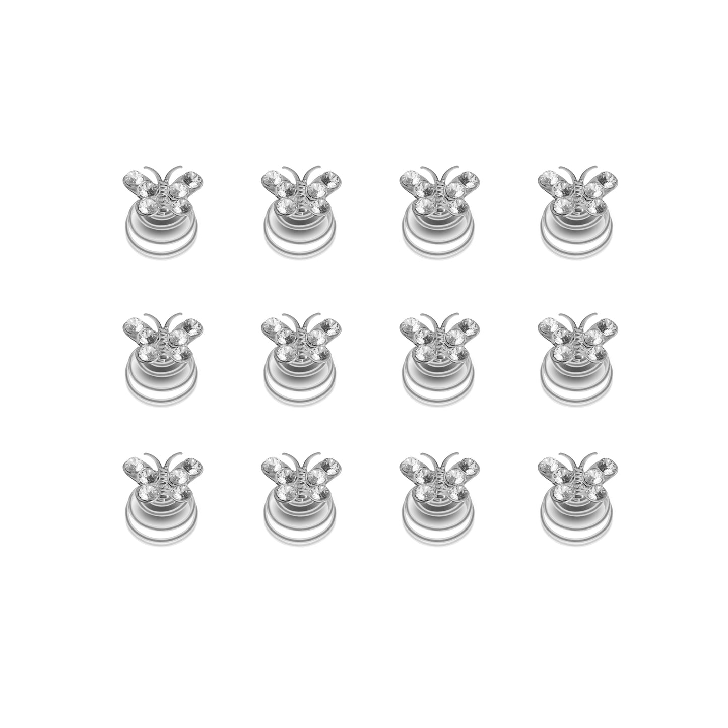 Sanas Crystal Butterfly Hair Bun Pin For Women Pack Of 12