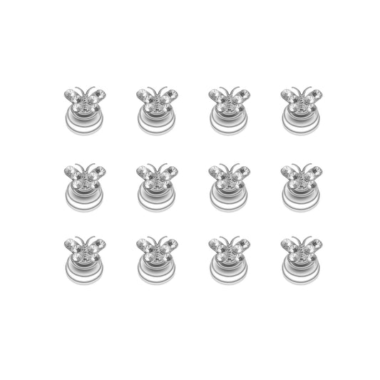 Sanas Crystal Butterfly Hair Bun Pin For Women Pack Of 12