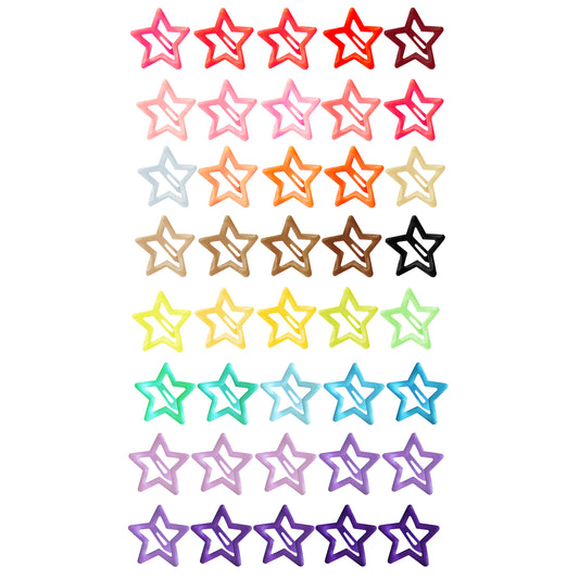 Sanas Multicolor Star Tic-Tac Clips Set of 40