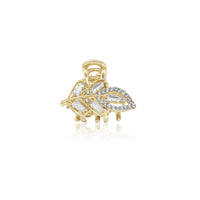 Sanas Golden Crystal Leaf Hair Clip Korean Mini Claw Clip for Women