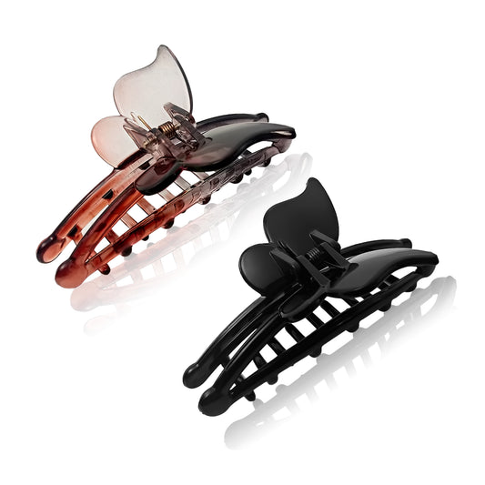 SANAS (2 Pcs) Butterfly Hair Claw Clips Stylish Aesthetic Clutchers Hair Accessories for Women and Girls Trendy Black and Dual Tone (2 Pcs)