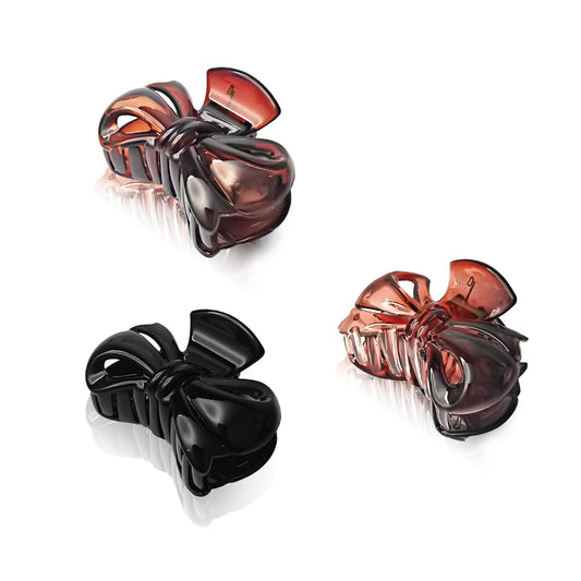 SANAS (3 Pcs) Bow Hair Clips Stylish Aesthetic Clutchers Cute Hair Accessories for Women and Girls Versatile 3 Shades (3 Pcs)
