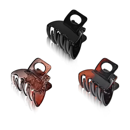 SANAS (3 Pcs) Hair Claw Clips Stylish Aesthetic Clutchers Cute Hair Accessories for Women and Girls Black Brown and Dual Tone (3 Pcs)