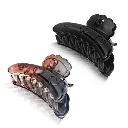 SANAS (2 Pcs) Stylish Hair Claw Clips Aesthetic Clutchers Hair Accessories for Women and Girls Versatile Black and Dual Tone (2 Pcs)