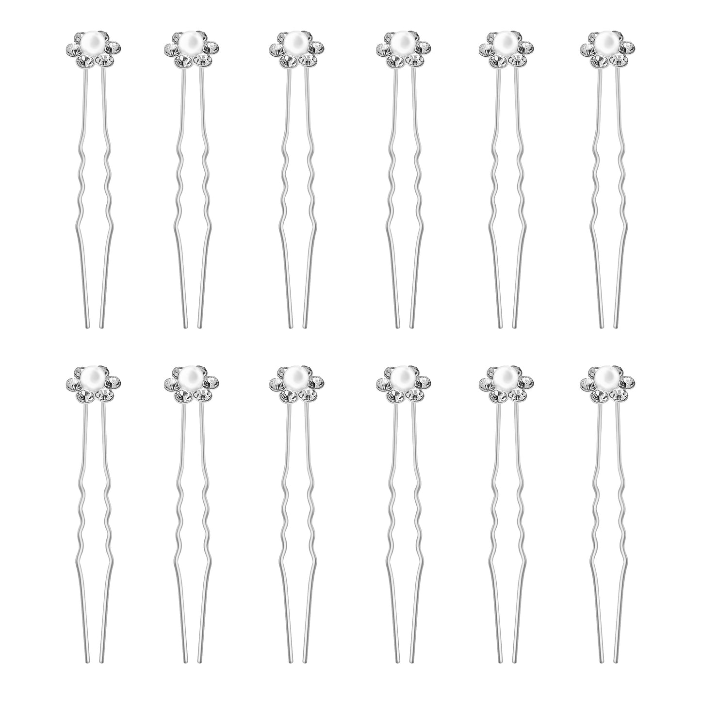 Sanas Pearl Juda Pin Set – CR Silver Bun & Updo Hair Accessories – 12 Pcs