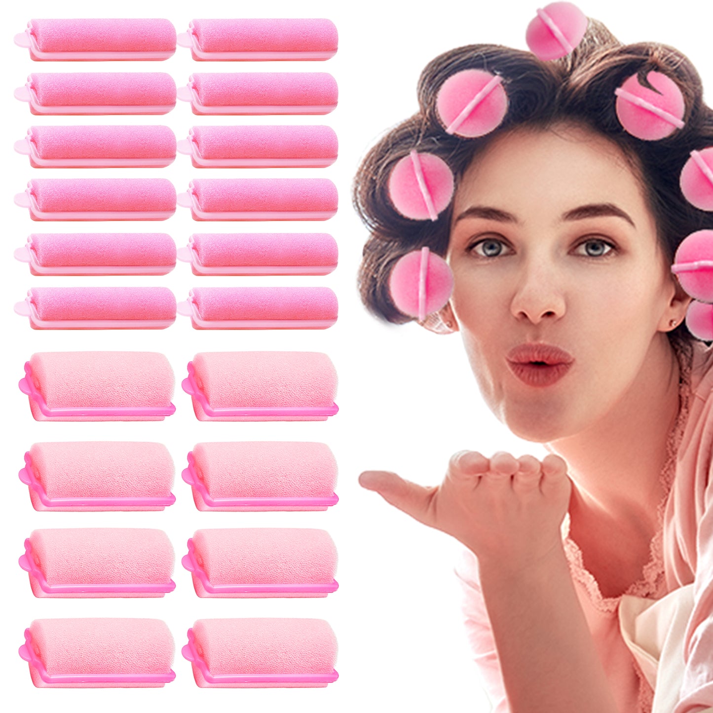 Sanas Foam Hair Rollers - 20Pcs