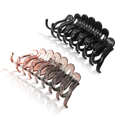 SANAS (2 Pcs) Korean Hair Claw Clips Stylish Aesthetic Clutchers Hair Accessories for Women and Girls Versatile Black and Dual Tone (2 Pcs)
