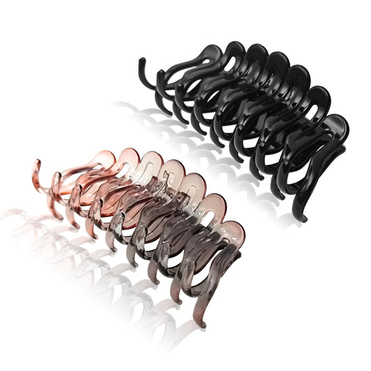 SANAS (2 Pcs) Korean Hair Claw Clips Stylish Aesthetic Clutchers Hair Accessories for Women and Girls Versatile Black and Dual Tone (2 Pcs)