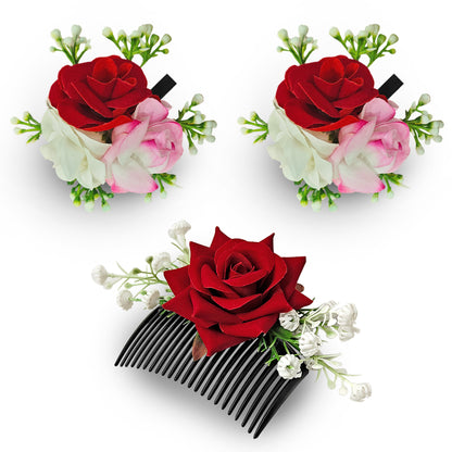 Red Rose Hair Clip for Women
