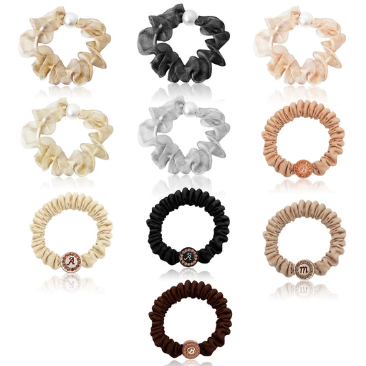 Sanas (10Pcs) Hair Scrunchies For Women Stone Rubber Band For Hair Ties For Women Beauty Accessories For Girls Gift Cute Scrunchies Set Cotton Hair Accessories For Woman Stylish  (Mixed Colors) (10Pcs)