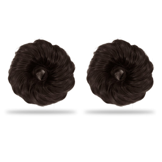 SANAS messy bun hair extension for women brown synthetic hair bun