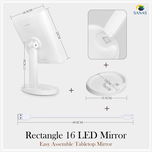 Sanas Makeup Mirror with LED Lights - 1Pc