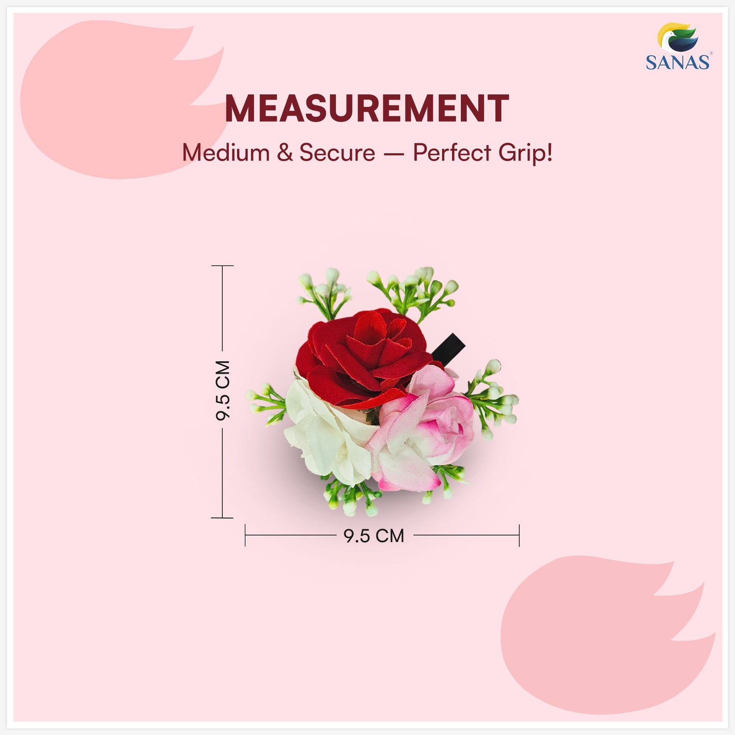 Sanas (2Pcs) Rose Clips For Women Stylish Artificial Flower For Hair Accessories For Woman Wedding Alligator Hair Clips For Girls Hair Flower Accessories For Women (Fancy Red, Pink, White Rose) (2Pcs)