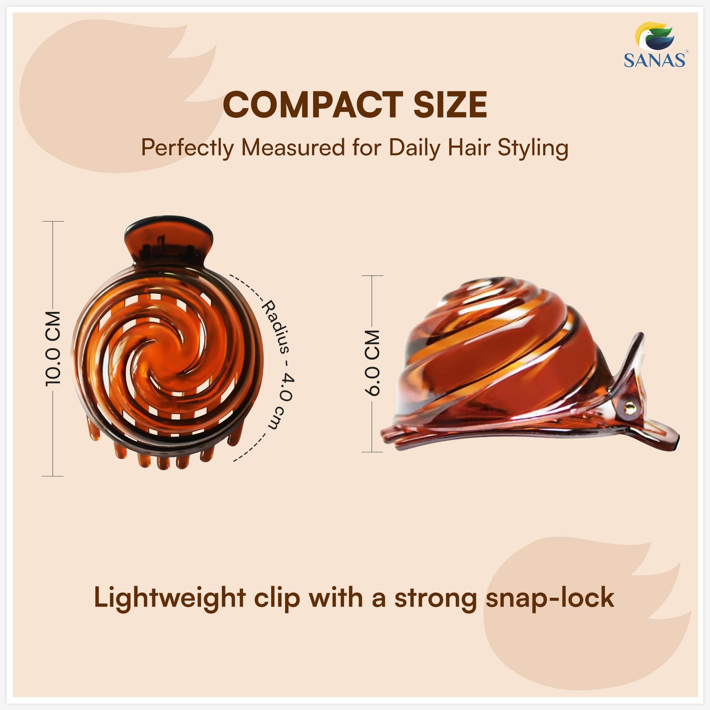 Sanas Hair Clips For Woman Spiral Shell Pattern Korean Clips (3Pcs)