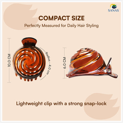 Sanas Hair Clips For Woman Spiral Shell Pattern Korean Clips (3Pcs)