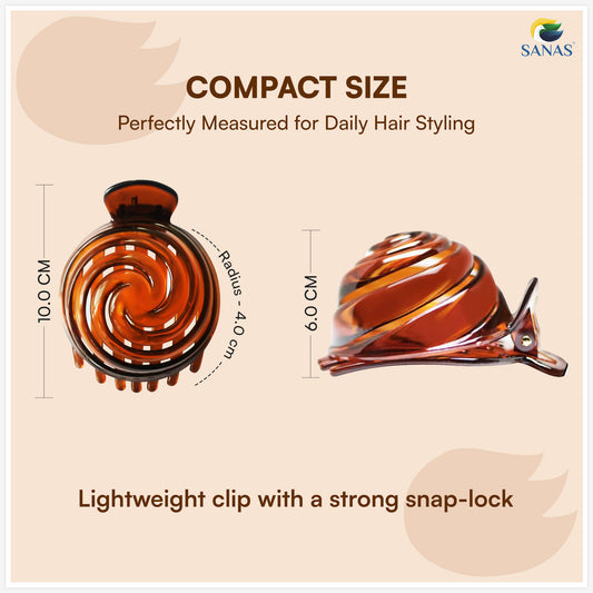 Sanas Hair Clips For Woman Spiral Shell Pattern Korean Clips (3Pcs)