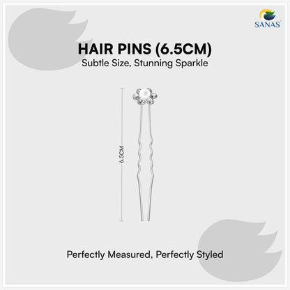 Sanas Pearl Juda Pin Set – CR Silver Bun & Updo Hair Accessories – 12 Pcs