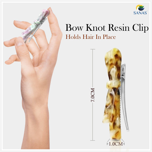 Sanas Resin Bow Knot Hair Clip Set 3Pcs