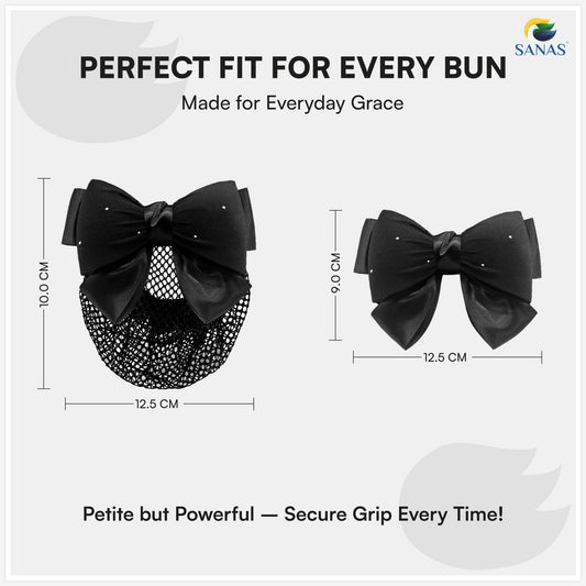 Sanas Hair Clip Juda Net Black For Women (Classic Black & Crystals)(1Pc)