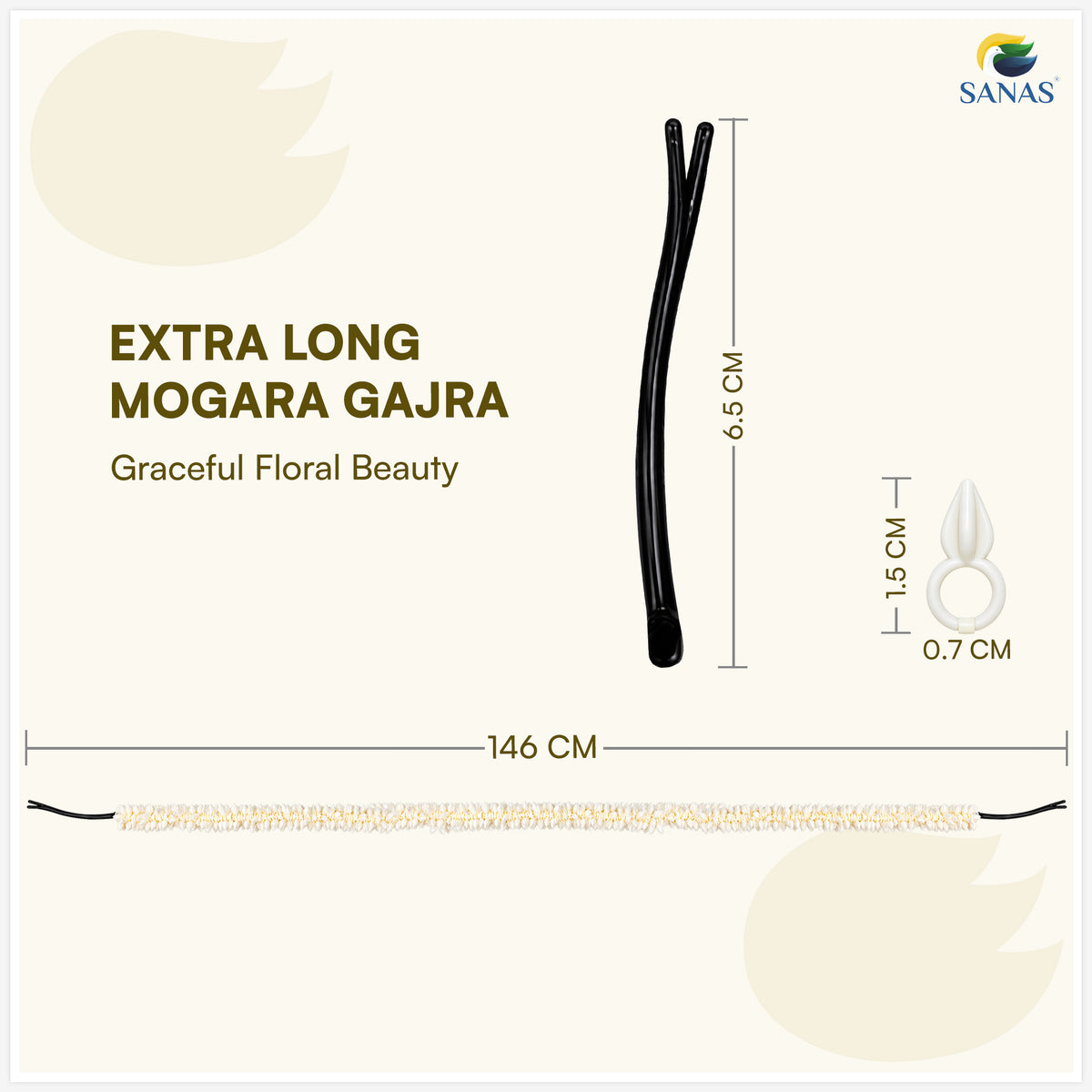 Sanas Scented Artificial Mogara Gajra With Bobby Pins for Hair