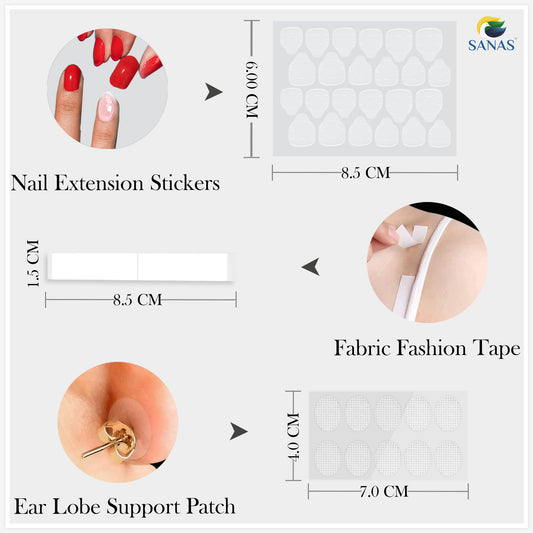 Sanas Body Tape, Nail Stickers, Earring Supporter - (Transparent)