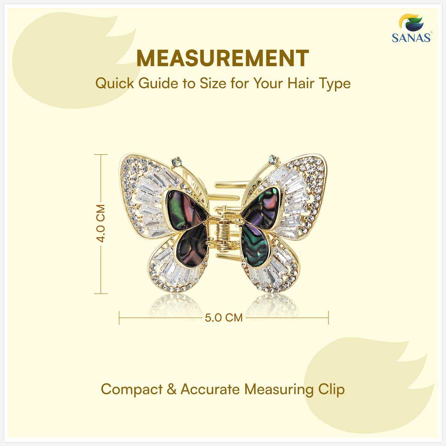 Luxury butterfly hair claw clip with crystal embellishments